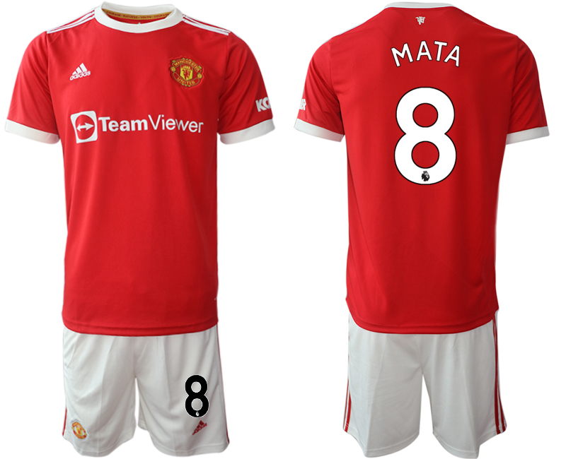 Men 2021-2022 Club Manchester United home red #8 Adidas Soccer Jersey->manchester united jersey->Soccer Club Jersey